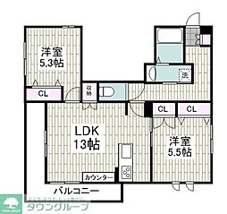 BuenaVistaVista棟 2LDKの間取図画像