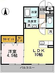 コモド元住吉 1LDKの間取図画像