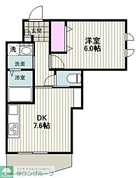 ヘーベルメゾン新川崎 1DKの間取図画像