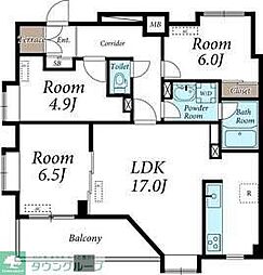 セントラルコート武蔵小杉 3LDKの間取図画像
