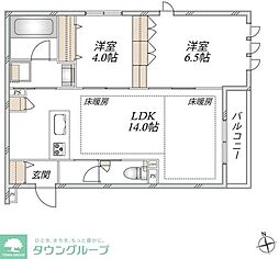 シルフィード元住吉 2LDKの間取図画像