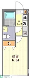 マウ溝の口 1Kの間取図画像
