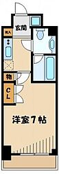 パークキューブ武蔵小杉 1Kの間取図画像