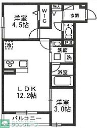 D Paina塚越II 2LDKの間取図画像