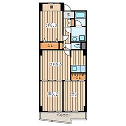 コンフォール橘 3LDKの間取図画像