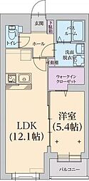 フクルーエ平成高田 1LDKの間取図画像