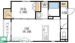 クオン多摩川 1LDKの間取図画像