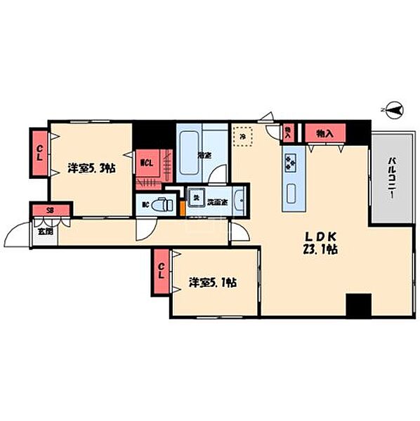 シークレフ北浜 ｜大阪府大阪市中央区淡路町1丁目(賃貸マンション2LDK・3階・80.10㎡)の写真 その2