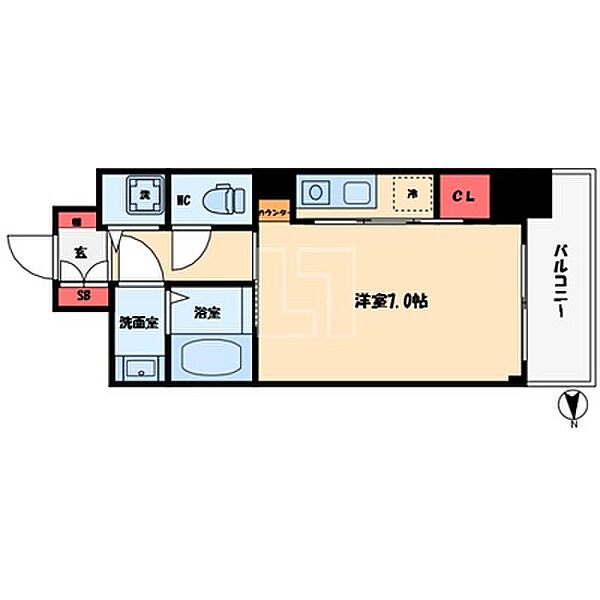 ジュネーゼグラン上本町 ｜大阪府大阪市中央区東平1丁目(賃貸マンション1R・8階・25.16㎡)の写真 その2