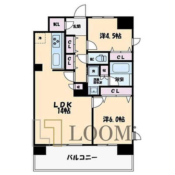 グランマーレ天満橋 ｜大阪府大阪市中央区石町1丁目(賃貸マンション2LDK・14階・60.40㎡)の写真 その2