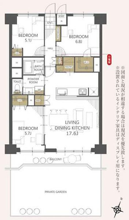 各居室の収納だけでなく、キッチンやリビングにも収納付き!お部屋をすっきり保つ事が出来る間取りです!
