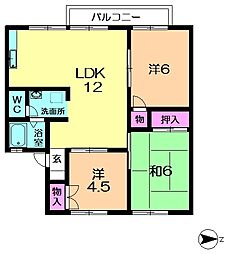 セジュール神功弐番館 3LDKの間取図画像