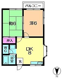 藤松ハイツ 2DKの間取図画像