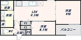 メゾンルシーヌ源氏ケ丘  ｜ 大阪府東大阪市源氏ケ丘（賃貸アパート2LDK・2階・41.52㎡） その2