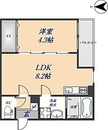 1er　つばきIII 2階1LDKの間取り