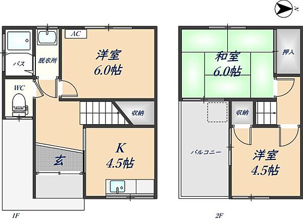 東山本新町8丁目戸建て ‐｜大阪府八尾市東山本新町8丁目(賃貸一戸建3K・1階・52.29㎡)の写真 その2