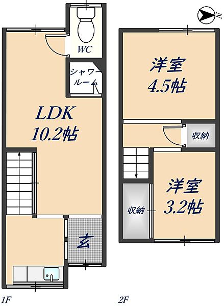 八尾市東本町1-1-10 ｜大阪府八尾市東本町1丁目(賃貸テラスハウス2LDK・1階・39.63㎡)の写真 その2