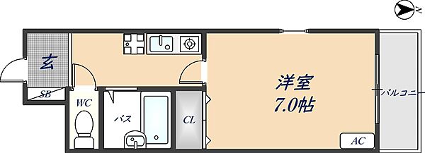 チェリーハイツ西山本 205｜大阪府八尾市西山本町2丁目(賃貸マンション1K・2階・21.00㎡)の写真 その2