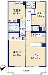 ライオンズマンション京成大久保 3LDKの間取図画像