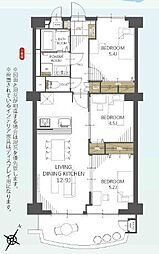 稲毛東映マンションA棟 3LDKの間取図画像