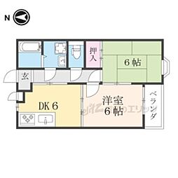 エンジェリア2000 2階2DKの間取り