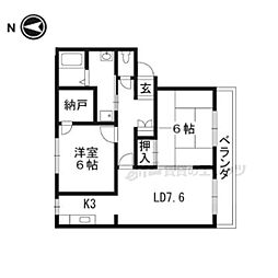 レジデンスウィンディア 1階2LDKの間取り