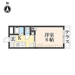 一谷ハイツ 1階1Kの間取り