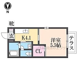 JR福知山線 福知山駅 徒歩17分の賃貸アパート 1階1Kの間取り