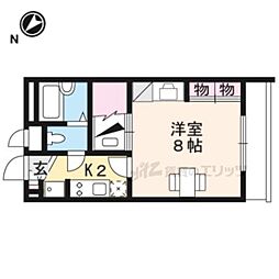 レオパレスハーツフィールド 1階1Kの間取り