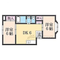 白鳥ハイツ 2DKの間取図画像