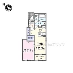 綾部市大島町穴見アパート 1LDKの間取図画像