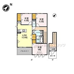 クレール・パルB棟 3LDKの間取図画像