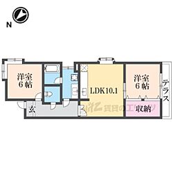 メゾンドリーブル 2LDKの間取図画像