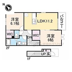 プレッソ愛宕-B 2LDKの間取図画像
