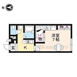 レオパレス平野屋 1Kの間取図画像