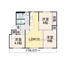 ヴィラナリー舞鶴2号棟 3LDKの間取図画像