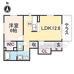 カルムジェルメ 1LDKの間取図画像