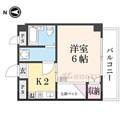 GEOVIII 3階1Kの間取り