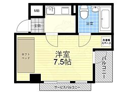 アンシャンテ豊中 ワンルームの間取図画像