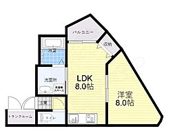 クリスタルビュー豊中南 1LDKの間取図画像