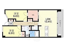 リバーガーデンこのはな 2LDKの間取図画像