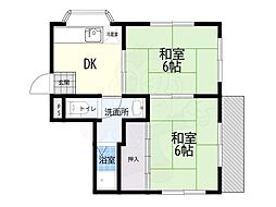 パラシオン西町 2DKの間取図画像