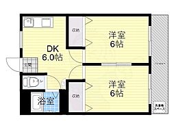 石之マンション 2DKの間取図画像