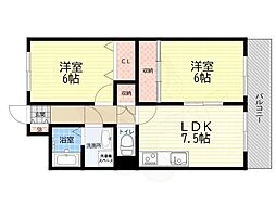 アルカディア箕輪 2LDKの間取図画像