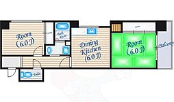 ふじマンション 2DKの間取図画像