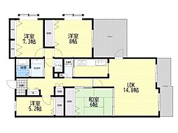 シャルマンコーポ石橋 4LDKの間取図画像