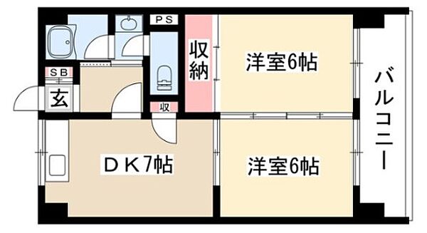 猫洞センタービル 407｜愛知県名古屋市千種区猫洞通３丁目(賃貸マンション2DK・4階・43.74㎡)の写真 その2