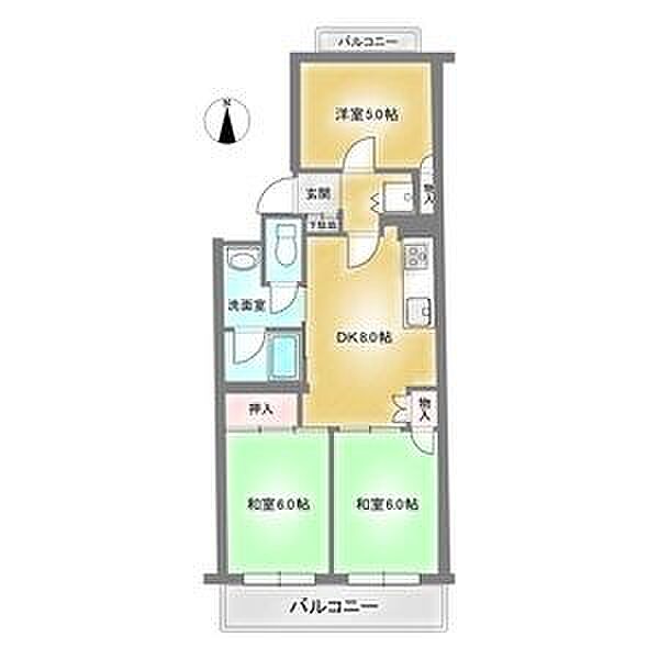 ダイアパレス白壁 306｜愛知県名古屋市東区白壁２丁目(賃貸マンション3DK・3階・52.02㎡)の写真 その2