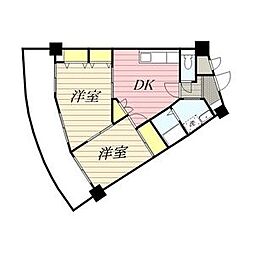 西一ビル 2DKの間取図画像