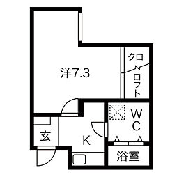 インフィニティ今池 1Kの間取図画像